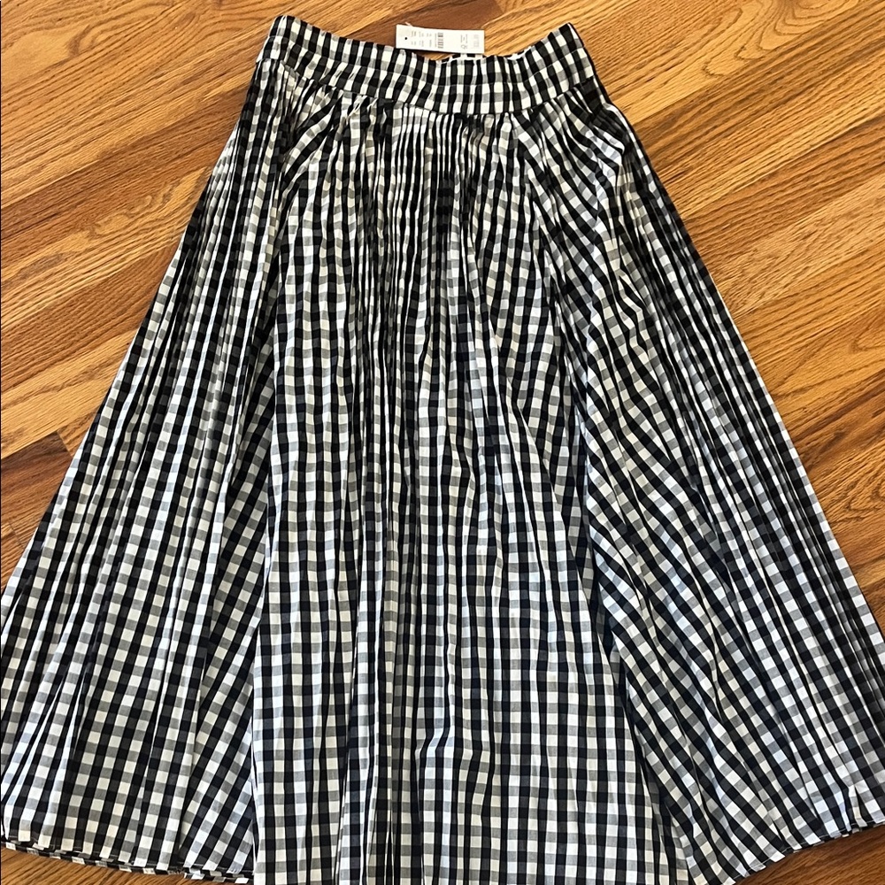 J. Crew Black and White Checkered A-Line Skirt